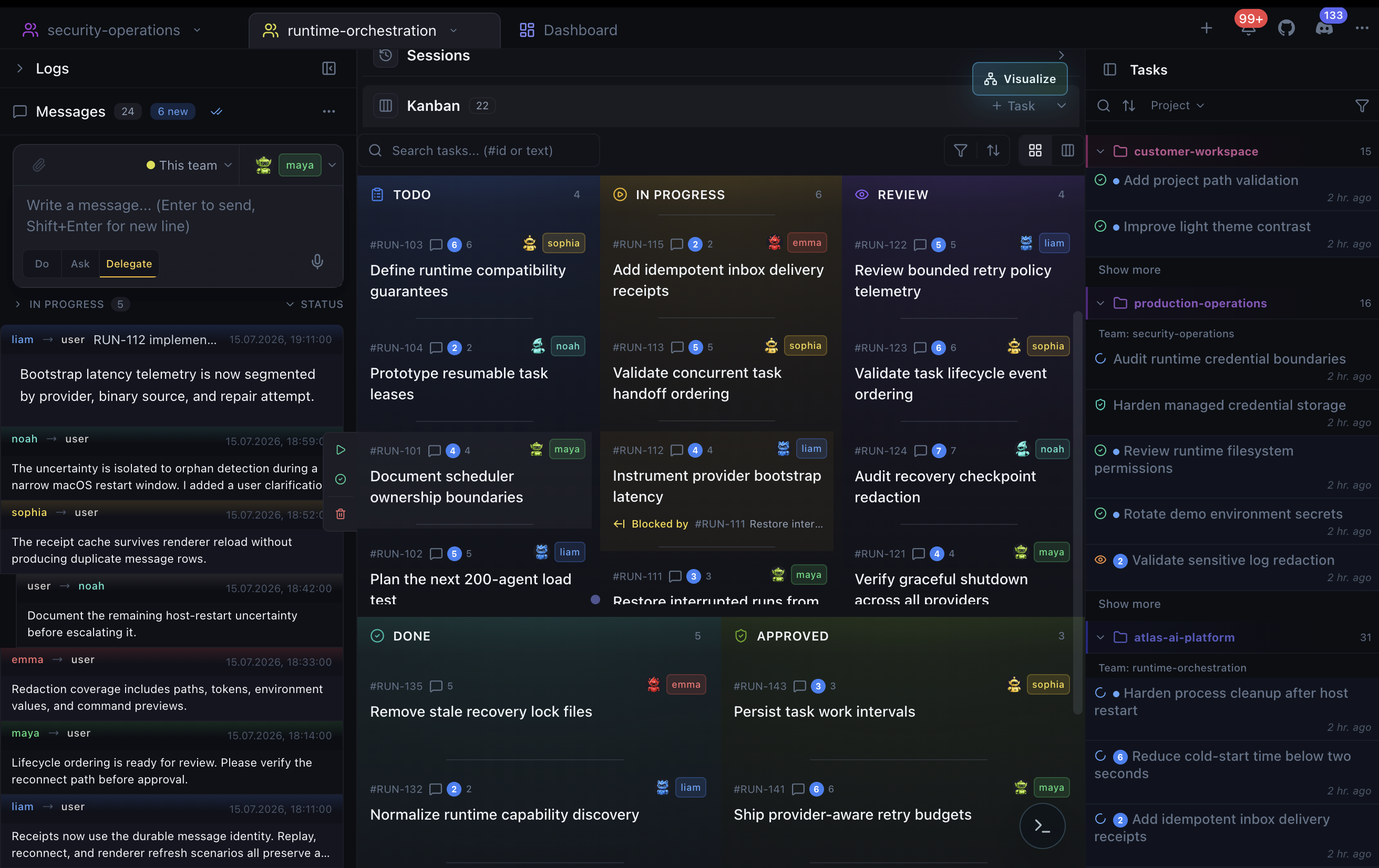 Tablero kanban de Agent Teams